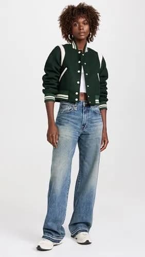 [BLANKNYC] Women's Smart Move Bomber Jacket, Green Combo, XS | Cropped, Relaxed Fit, Polyester thumbnail 5