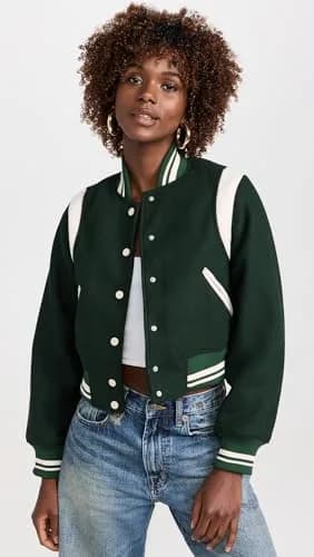 [BLANKNYC] Women's Smart Move Bomber Jacket, Green Combo, XS | Cropped, Relaxed Fit, Polyester thumbnail 2