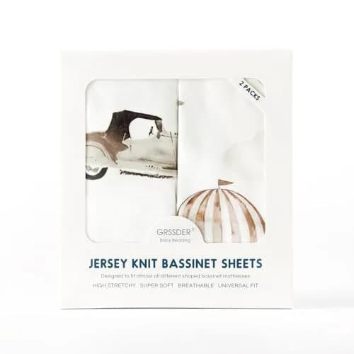 GRSSDER Fitted Bassinet Sheet Set 2 Pack | Ultra Soft Jersey Knit, Universal Fit, Snug & Breathable (70-120 chars) thumbnail 8