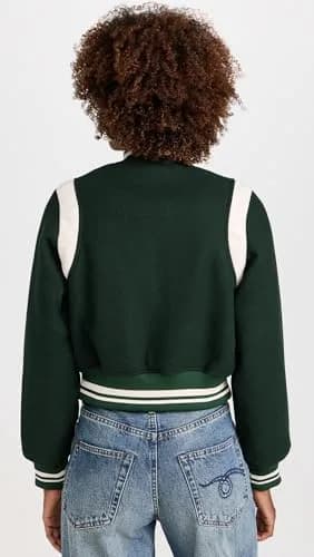 [BLANKNYC] Women's Smart Move Bomber Jacket, Green Combo, L | Relaxed Fit, Cropped Silhouette, Polyester thumbnail 3