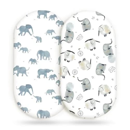 GRSSDER Stretchy Ultra Soft Fitted Bassinet Sheet Set 2 Pack, Universal Fit 81cm x 41cm x 13cm | Baby Cradle Moses Basket Mattress Cover thumbnail 1