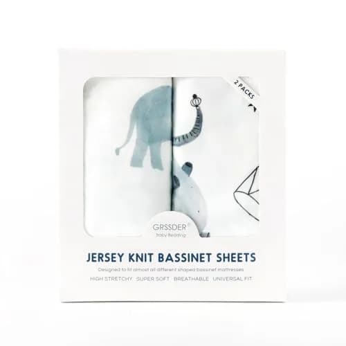 GRSSDER Stretchy Ultra Soft Fitted Bassinet Sheet Set 2 Pack, Universal Fit 81cm x 41cm x 13cm | Baby Cradle Moses Basket Mattress Cover thumbnail 4