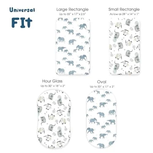 GRSSDER Stretchy Ultra Soft Fitted Bassinet Sheet Set 2 Pack, Universal Fit 81cm x 41cm x 13cm | Baby Cradle Moses Basket Mattress Cover thumbnail 6