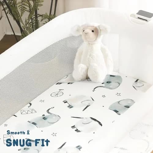 GRSSDER Stretchy Ultra Soft Fitted Bassinet Sheet Set 2 Pack, Universal Fit 81cm x 41cm x 13cm | Baby Cradle Moses Basket Mattress Cover thumbnail 7
