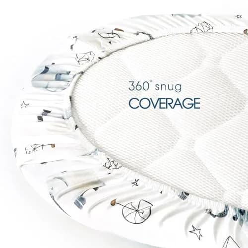 GRSSDER Stretchy Ultra Soft Fitted Bassinet Sheet Set 2 Pack, Universal Fit 81cm x 41cm x 13cm | Baby Cradle Moses Basket Mattress Cover thumbnail 8