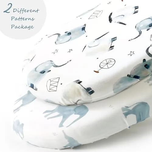 GRSSDER Stretchy Ultra Soft Fitted Bassinet Sheet Set 2 Pack, Universal Fit 81cm x 41cm x 13cm | Baby Cradle Moses Basket Mattress Cover thumbnail 2