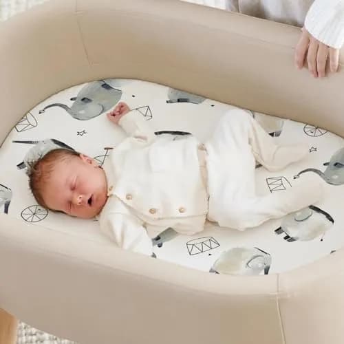 GRSSDER Stretchy Ultra Soft Fitted Bassinet Sheet Set 2 Pack, Universal Fit 81cm x 41cm x 13cm | Baby Cradle Moses Basket Mattress Cover thumbnail 3