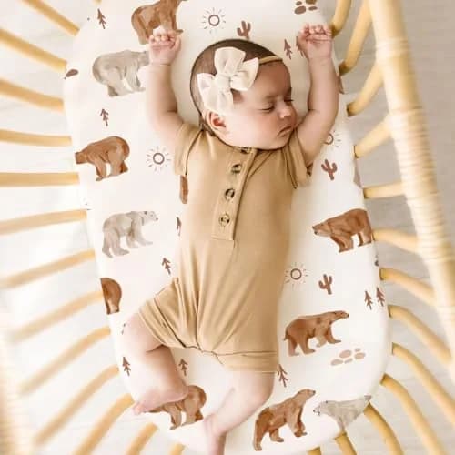 GRSSDER Stretchy Ultra Soft Bassinet Sheet 2 Pack, 81cm x 41cm x 13cm (32" x 16" x 5") | Universal Fit for Oval, Rectangle, Moses Basket Mattresses thumbnail 4