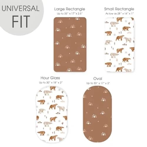 GRSSDER Stretchy Ultra Soft Bassinet Sheet 2 Pack, 81cm x 41cm x 13cm (32" x 16" x 5") | Universal Fit for Oval, Rectangle, Moses Basket Mattresses thumbnail 5