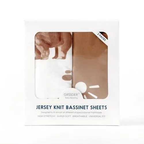 GRSSDER Stretchy Ultra Soft Bassinet Sheet 2 Pack, 81cm x 41cm x 13cm (32" x 16" x 5") | Universal Fit for Oval, Rectangle, Moses Basket Mattresses thumbnail 7