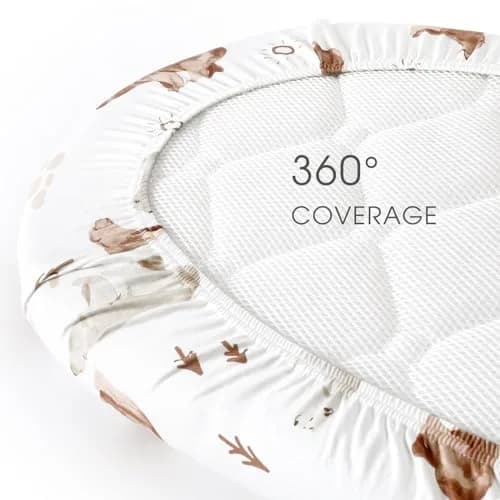 GRSSDER Stretchy Ultra Soft Bassinet Sheet 2 Pack, 81cm x 41cm x 13cm (32" x 16" x 5") | Universal Fit for Oval, Rectangle, Moses Basket Mattresses thumbnail 8