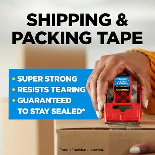 Scotch Heavy Duty Shipping Packing Tape 1.88 in. x 27.7 yd. (2 Rolls) | Industrial Strength Adhesive Tape thumbnail 2
