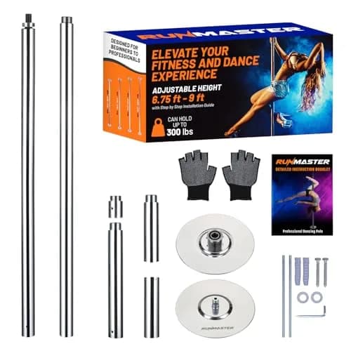 runmaster Portable 45mm Dance Pole Kit | Sturdy Steel, Easy Assembly, Spinning & Static Modes (70-120 chars) thumbnail 1