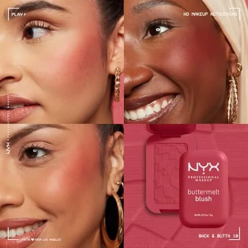 NYX PROFESSIONAL MAKEUP Buttermelt Powder Blush, Back and Butta Shade, 5g (0.17 Oz) | Vegan Formula with Mango Butter thumbnail 6