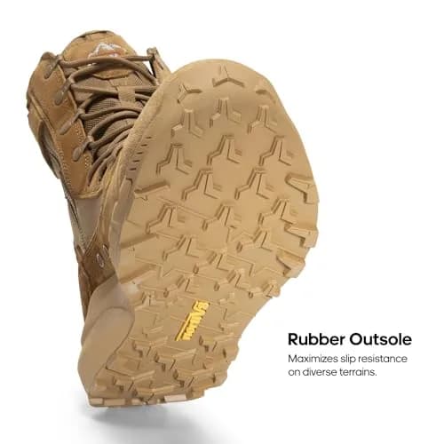 NORTIV 8 Men's Tactical Military Work Boots Coyote 8.57" Shaft | Breathable Genuine Leather & Textile thumbnail 7