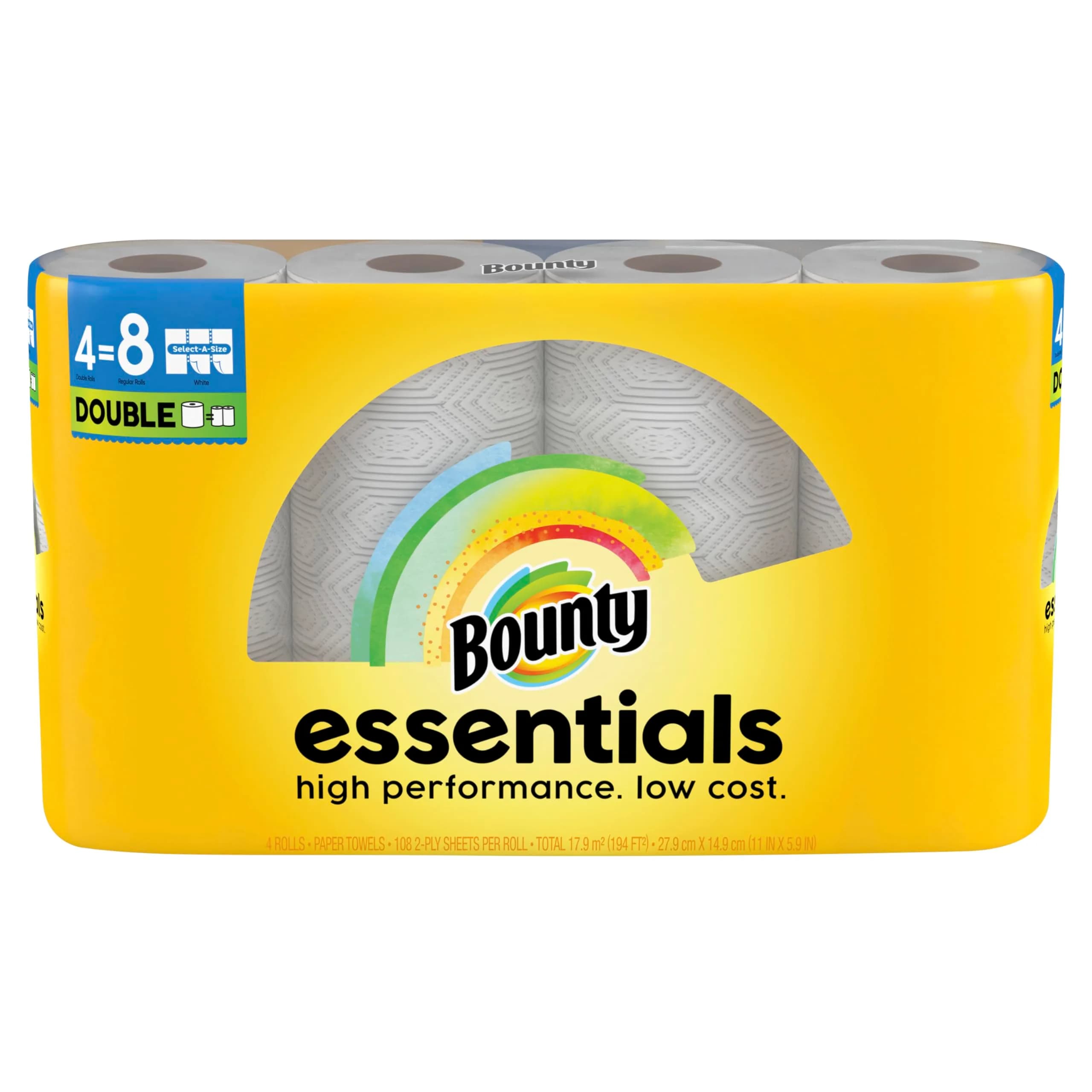 Bounty Essentials Select-A-Size Paper Towels, 4 Double Rolls | Value Pack for Indian Households - main product image