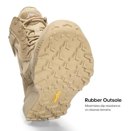 NORTIV 8 Men's Tactical Military Work Boots Sand 8.57" Shaft | Lightweight & Cushioned for All-Day Comfort thumbnail 6