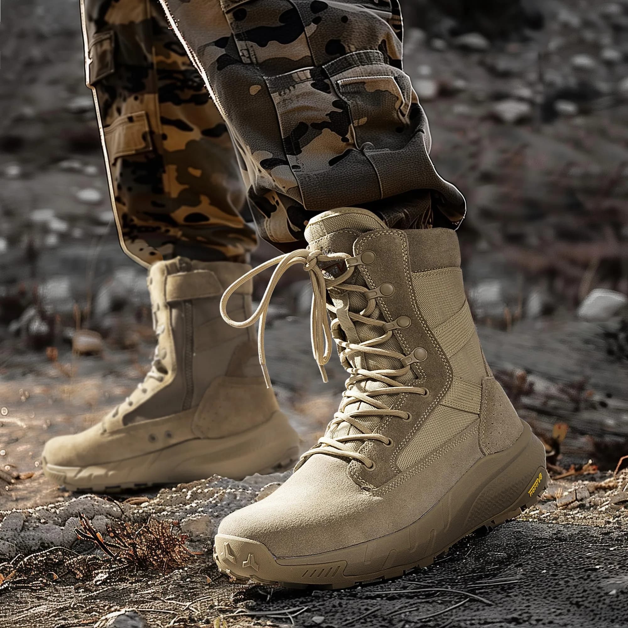 NORTIV 8 Men's Tactical Military Work Boots Sand 8.57" Shaft | Lightweight & Cushioned for All-Day Comfort - view 8