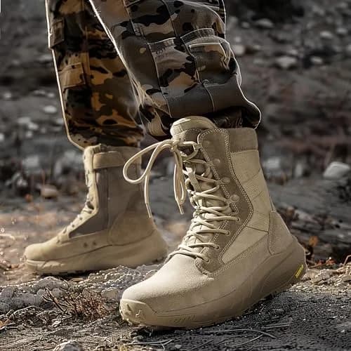 NORTIV 8 Men's Tactical Military Work Boots Sand 8.57" Shaft | Lightweight & Cushioned for All-Day Comfort thumbnail 8