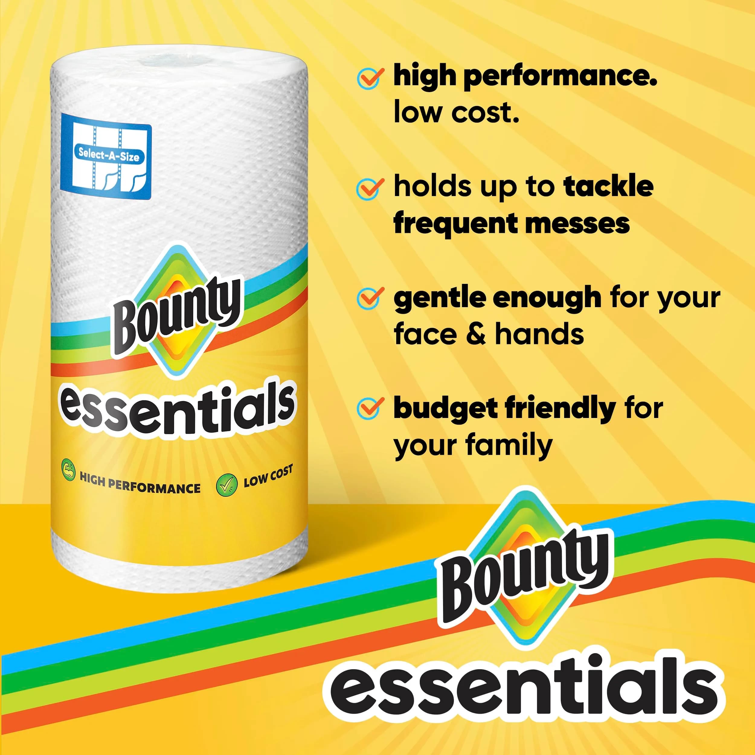 Bounty Essentials Select-A-Size Paper Towels, 6 Double Rolls | Strong & Soft for Everyday Messes thumbnail 2