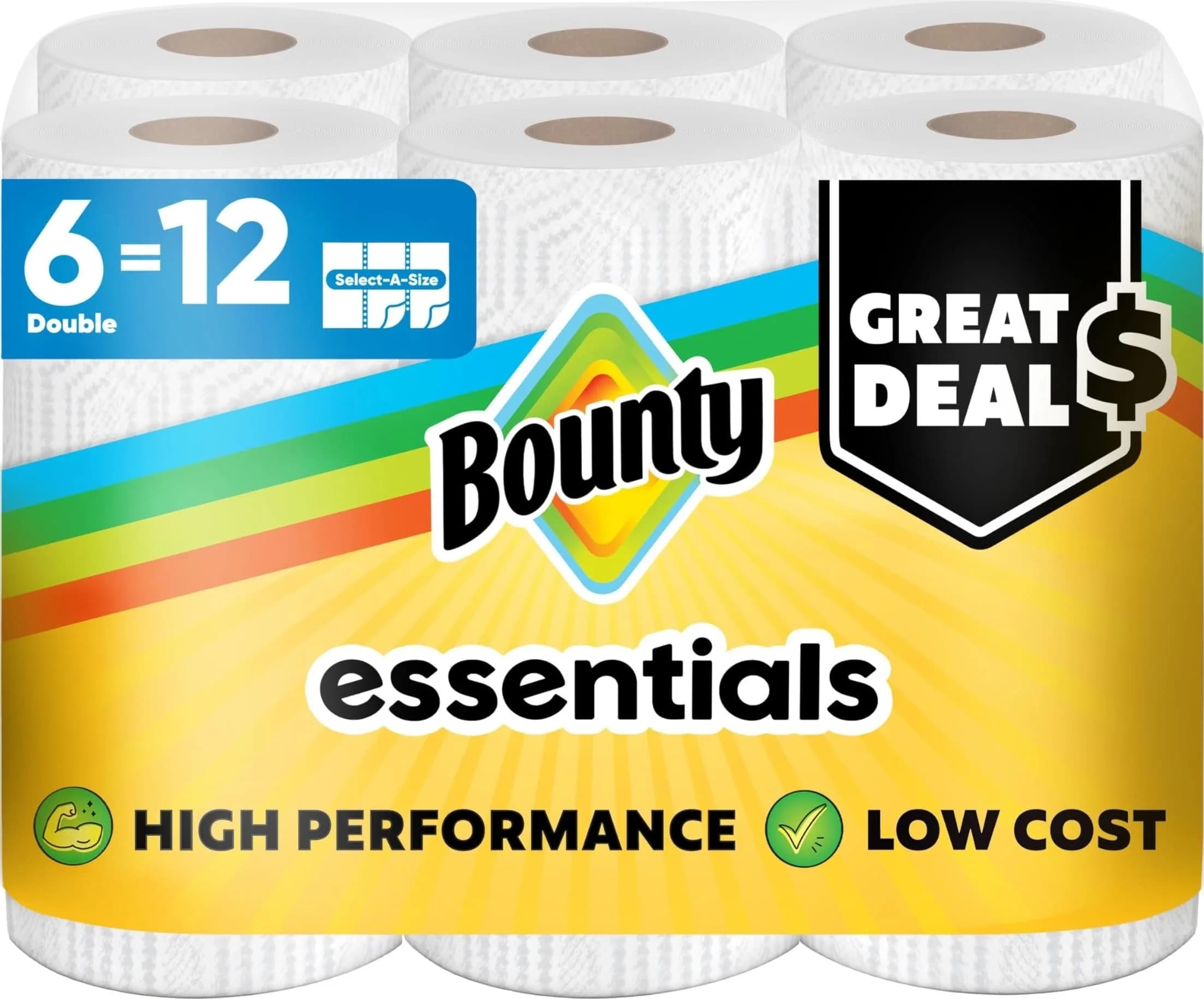 Bounty Essentials Select-A-Size Paper Towels, 6 Double Rolls | Strong & Soft for Everyday Messes thumbnail 3
