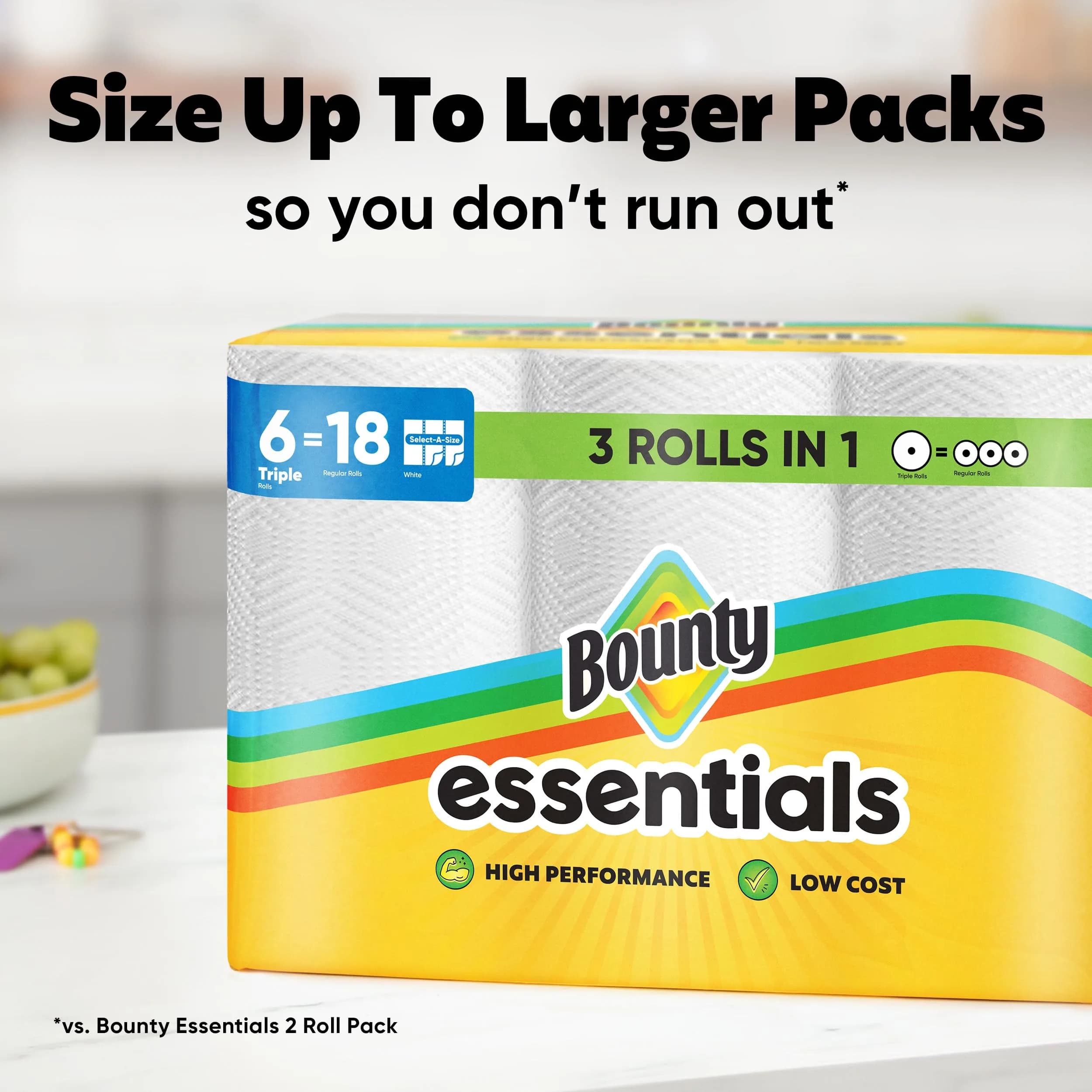 Bounty Essentials Select-A-Size Paper Towels, 6 Double Rolls | Strong & Soft for Everyday Messes thumbnail 9