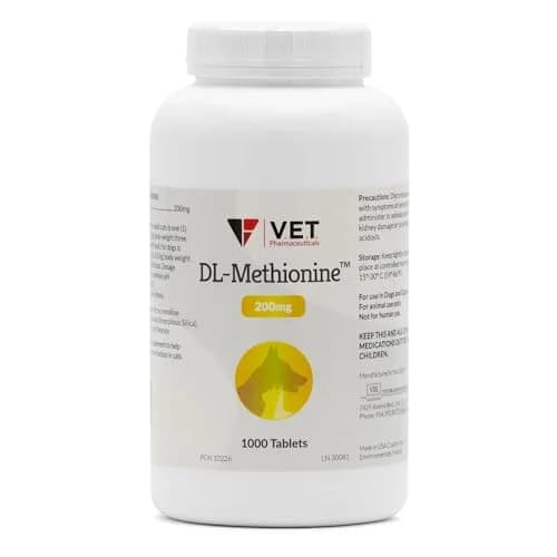 V.E.T. PHARMACEUTICALS DL Methionine Tablets 200mg | Urinary pH Support for Dogs & Cats thumbnail 1