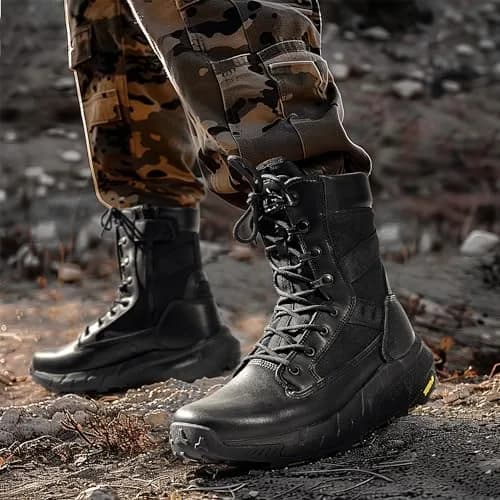 NORTIV 8 Men's Black Tactical Military Boots 8.57" Shaft | Lightweight & Cushioned for All-Day Comfort thumbnail 8