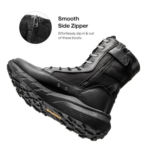 NORTIV 8 Men's Black Tactical Military Boots 8.57" Shaft | Lightweight & Cushioned for All-Day Comfort thumbnail 3