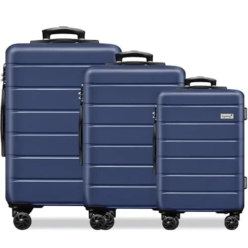 KEYTANG 3-Piece Hardside Expandable Luggage Set with Spinner Wheels & TSA Lock, Navy Blue thumbnail 1