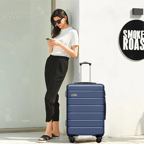 KEYTANG 3-Piece Hardside Expandable Luggage Set with Spinner Wheels & TSA Lock, Navy Blue thumbnail 2