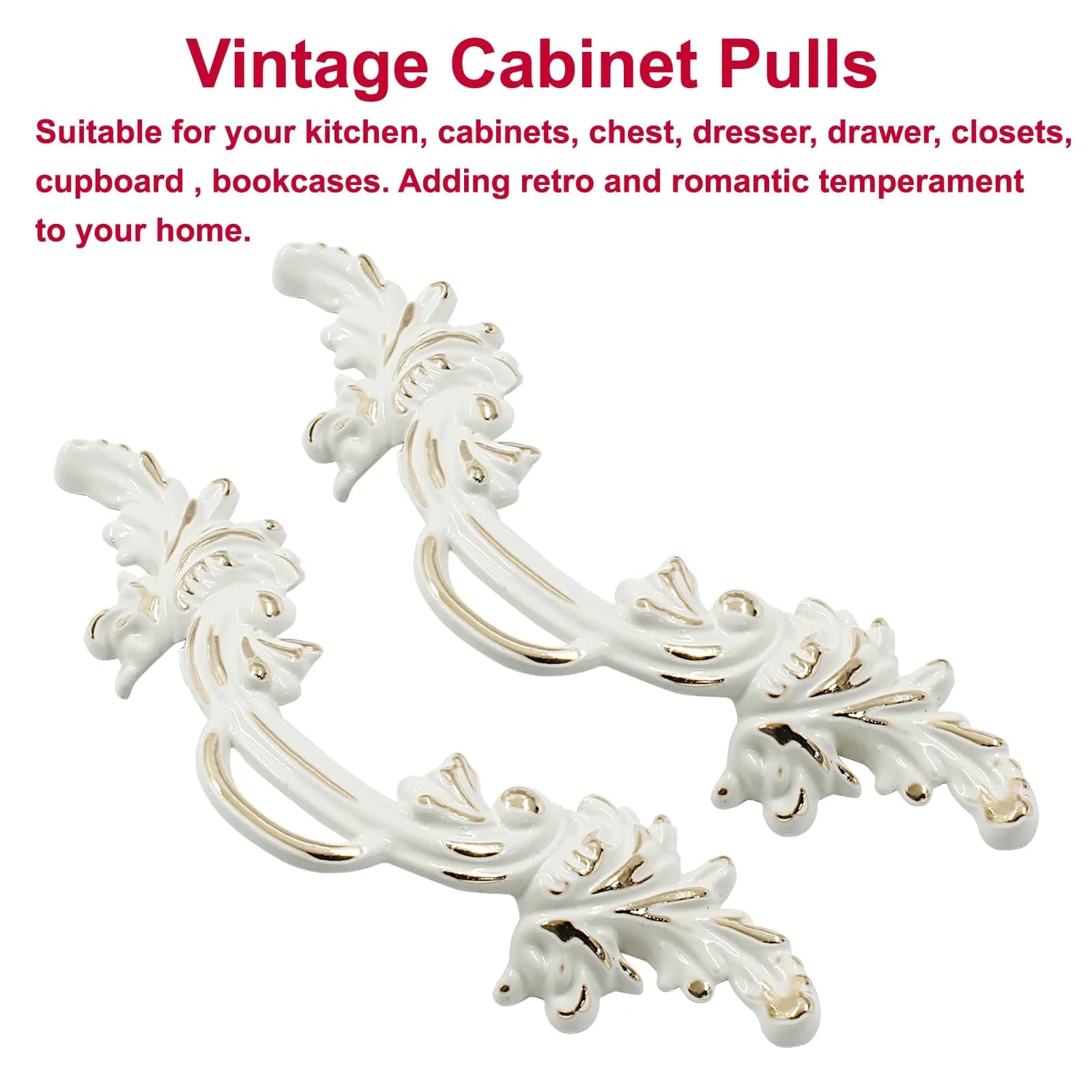 Biaungdo Vintage Cabinet Pulls Handles Gold Edge 135mm (5.31in) | Retro European Style Hardware thumbnail 4