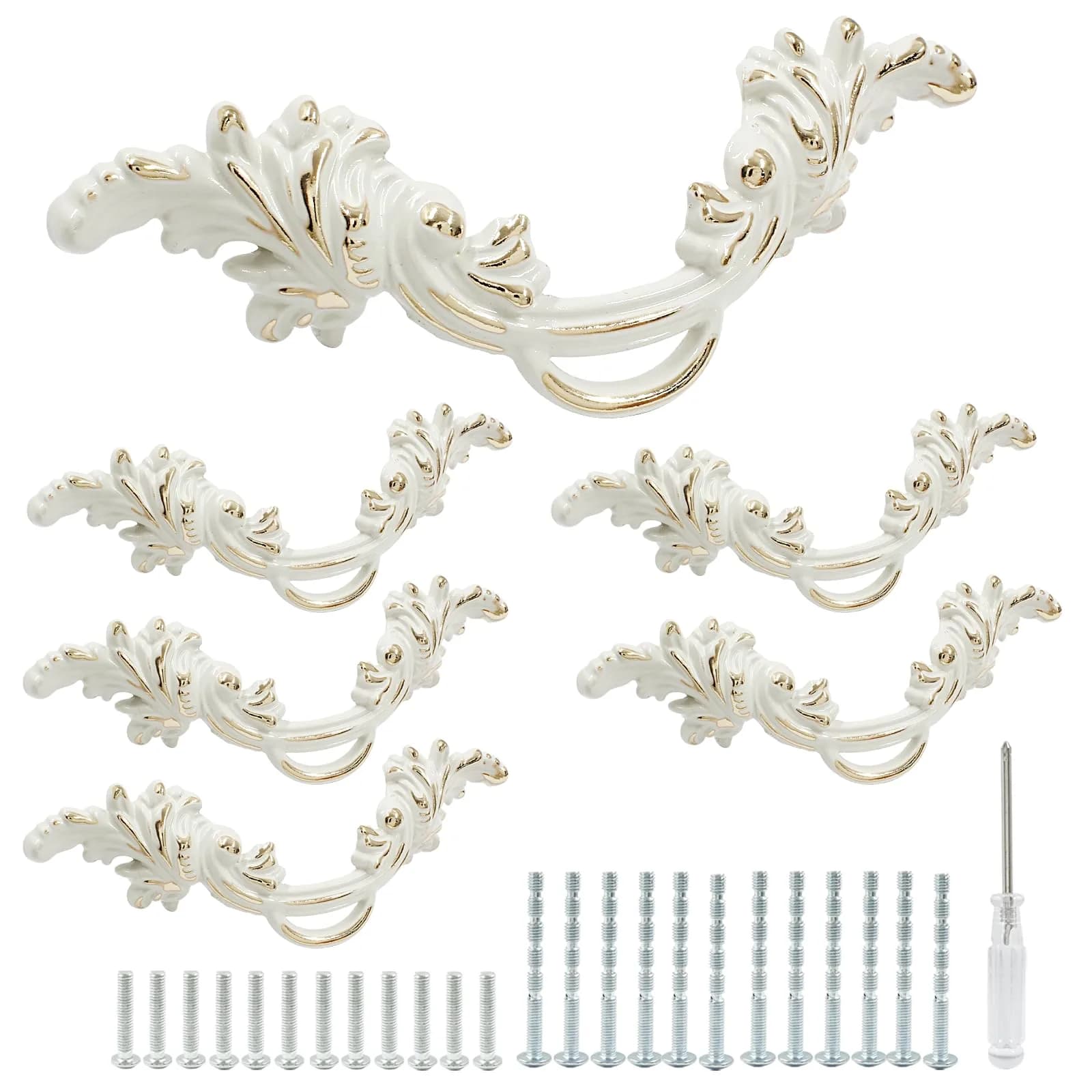Biaungdo Vintage Cabinet Pulls Handles Gold Edge 135mm (5.31in) | Retro European Style Hardware thumbnail 5