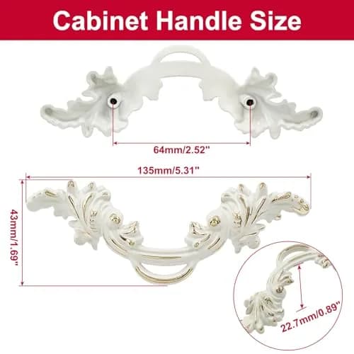 Biaungdo Vintage Cabinet Pulls Handles Gold Edge 135mm (5.31in) | Retro European Style Hardware thumbnail 2