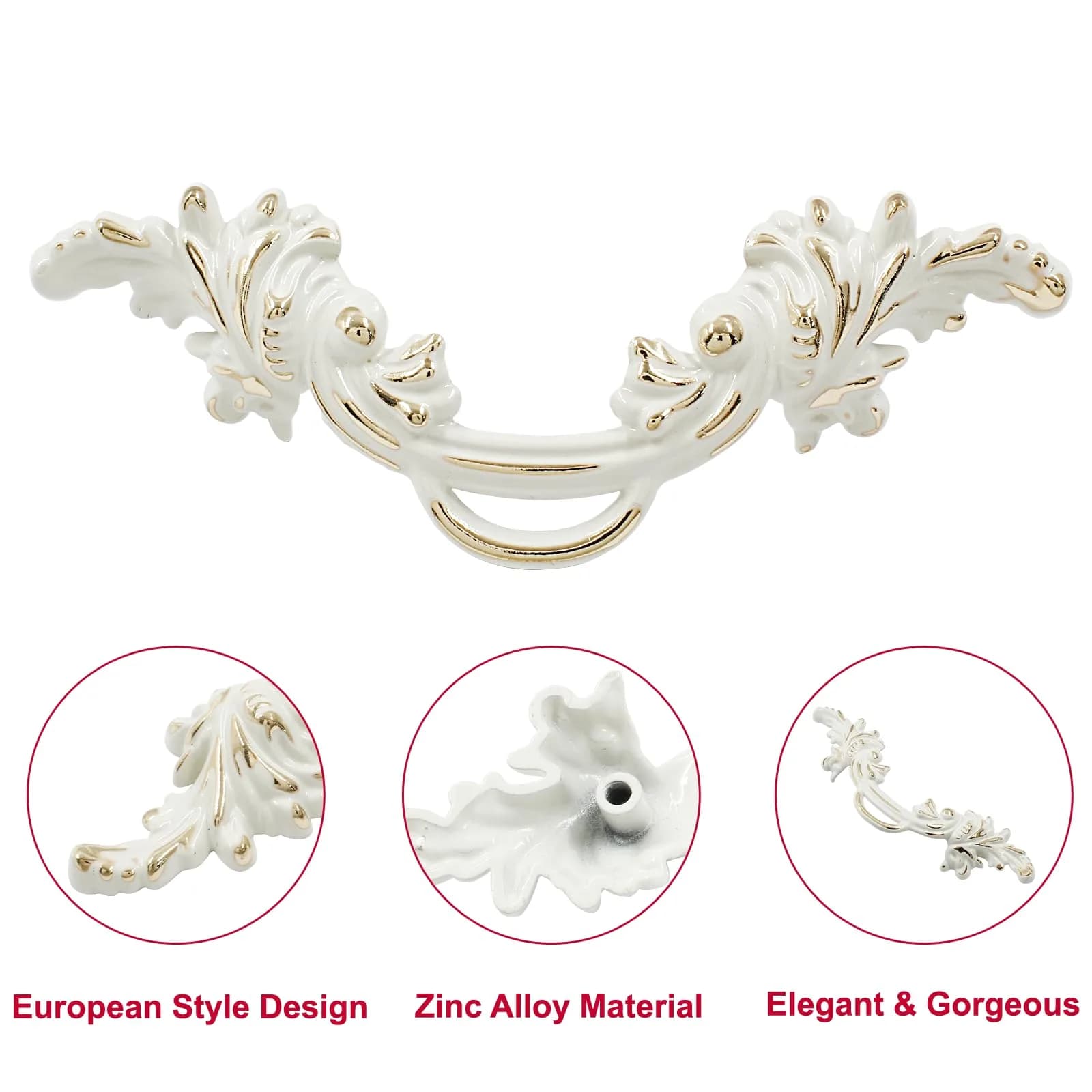 Biaungdo Vintage Cabinet Pulls Handles Gold Edge 135mm (5.31in) | Retro European Style Hardware thumbnail 3