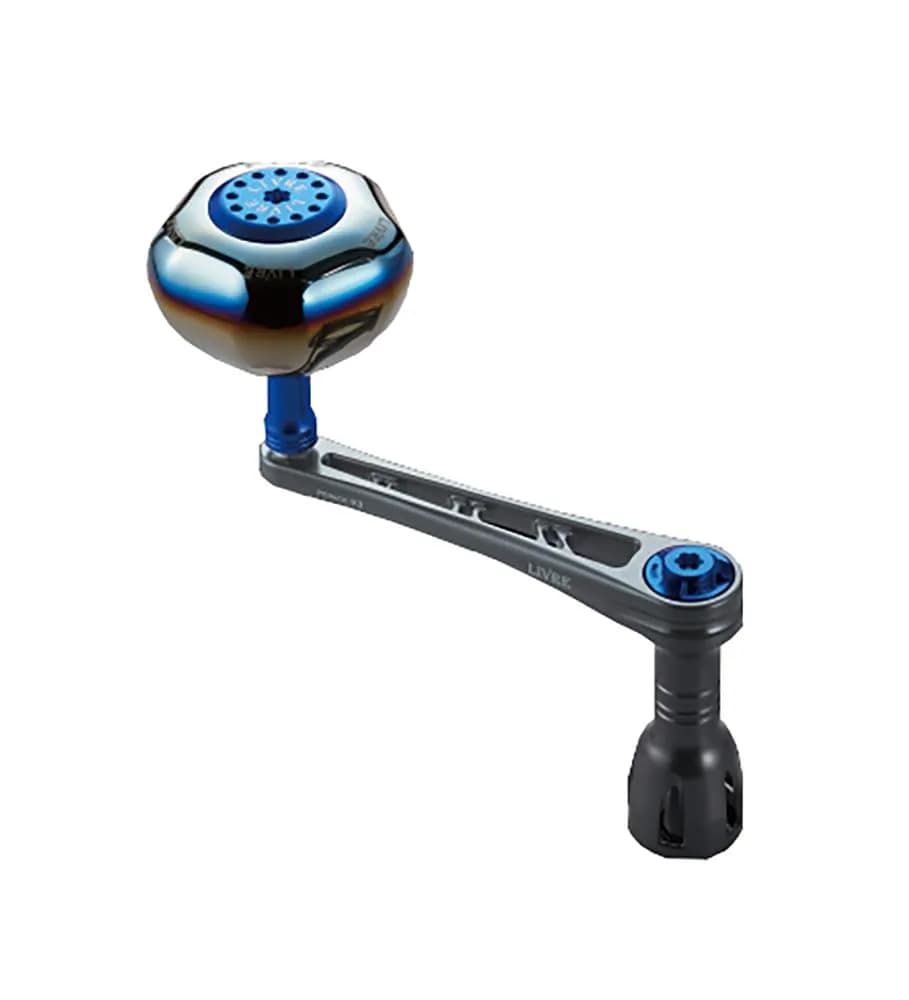 リブレ(LIVRE) Power 93 Shimano Right 8000-14000 Size Gun Meta Plate + Blue G | Large Spinning Reel Handle