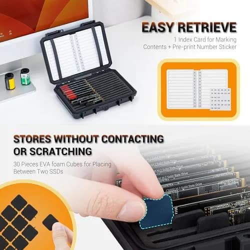 Kiorafoto M.2 NVMe SSD Card Case for 24 Drives | Water-Resistant, Shockproof Organizer thumbnail 5