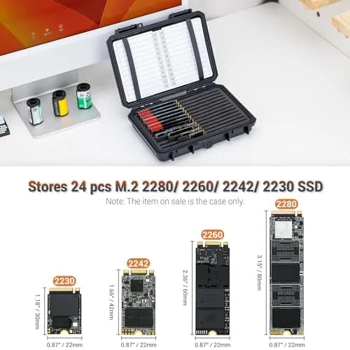 Kiorafoto M.2 NVMe SSD Card Case for 24 Drives | Water-Resistant, Shockproof Organizer thumbnail 2