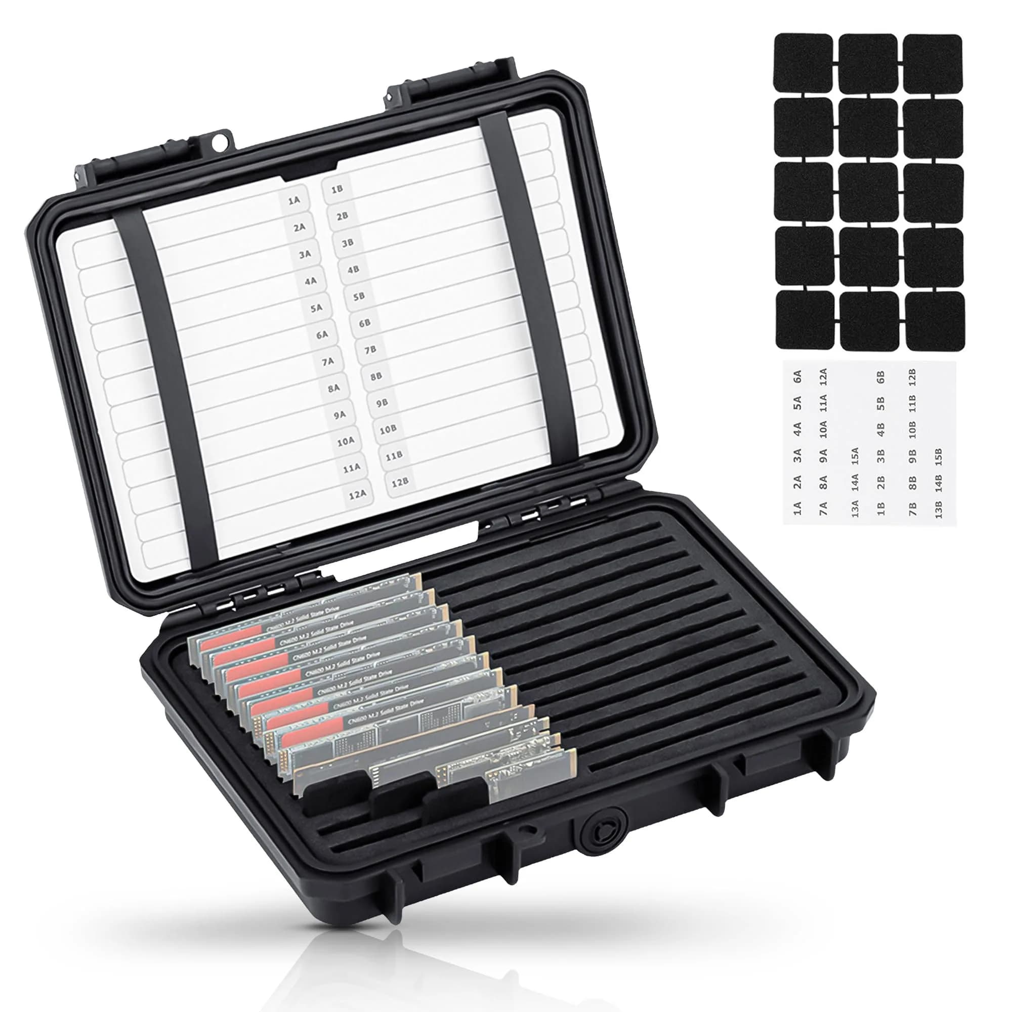 Kiorafoto M.2 NVMe SSD Card Case for 24 Drives | Water-Resistant, Shockproof Organizer - main product image