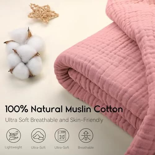 Yoofoss Muslin Blanket 60" x 80" | Organic Cotton Summer Bed & Couch Blanket thumbnail 6