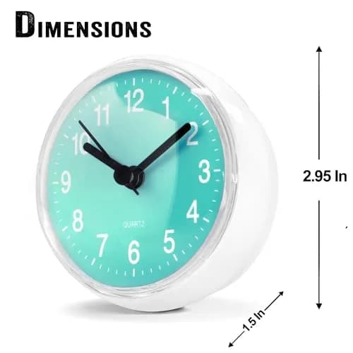 Betus Waterproof Bathroom Shower Clock with Large Suction Cup - Silent, Water Proof, Battery Operated Wall Clock for Toilet, Kitchen, Bedroom (Blue) | Easy Setup Analog Clock thumbnail 5