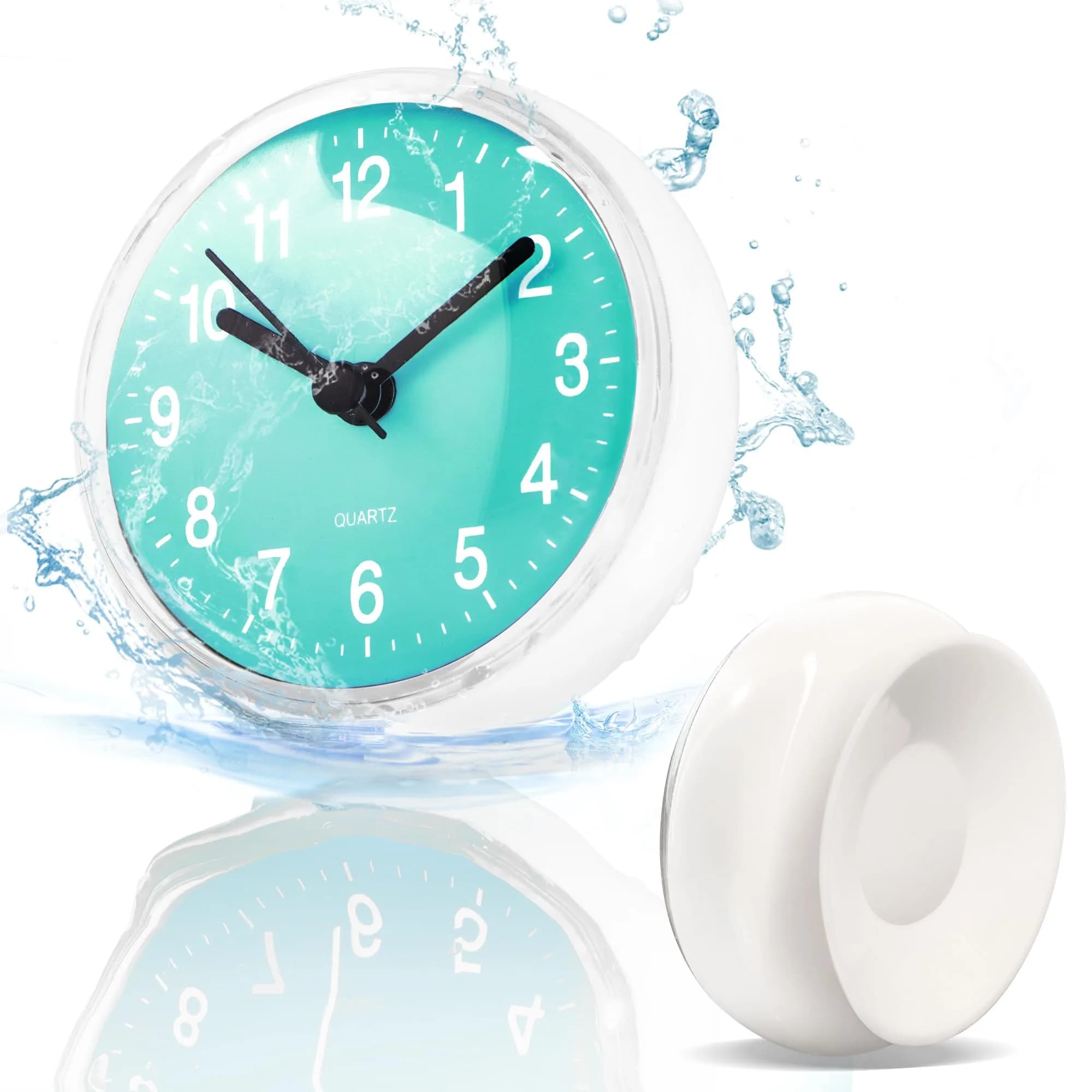 Betus Waterproof Bathroom Shower Clock with Large Suction Cup - Silent, Water Proof, Battery Operated Wall Clock for Toilet, Kitchen, Bedroom (Blue) | Easy Setup Analog Clock - main product image