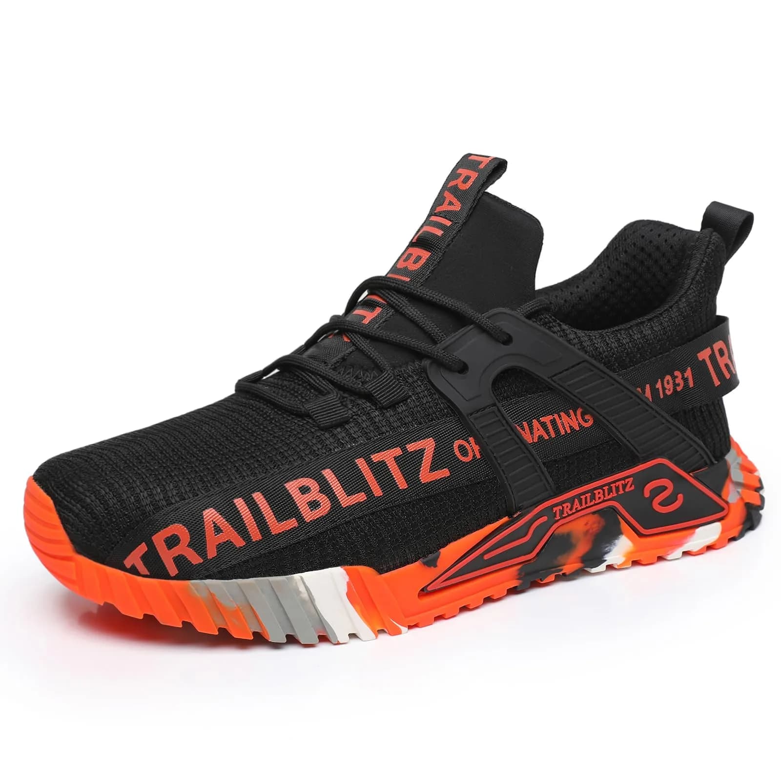 TRAILBLITZ Composite Steel Toe Work Shoes for Men - Lightweight, Breathable, Slip-Resistant (US Men 10, Orange) — Orange