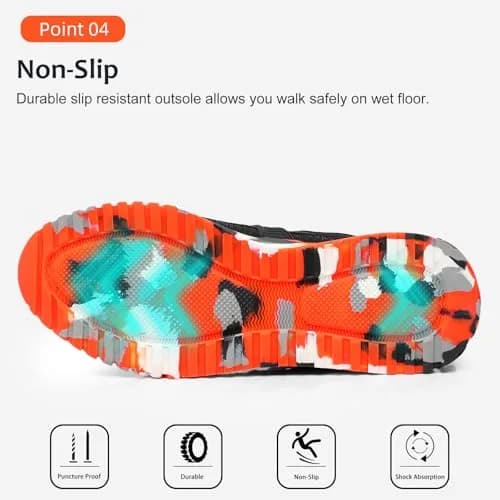 TRAILBLITZ Composite Steel Toe Work Shoes for Men - Lightweight, Breathable, Slip-Resistant (US Men 10, Orange) thumbnail 5
