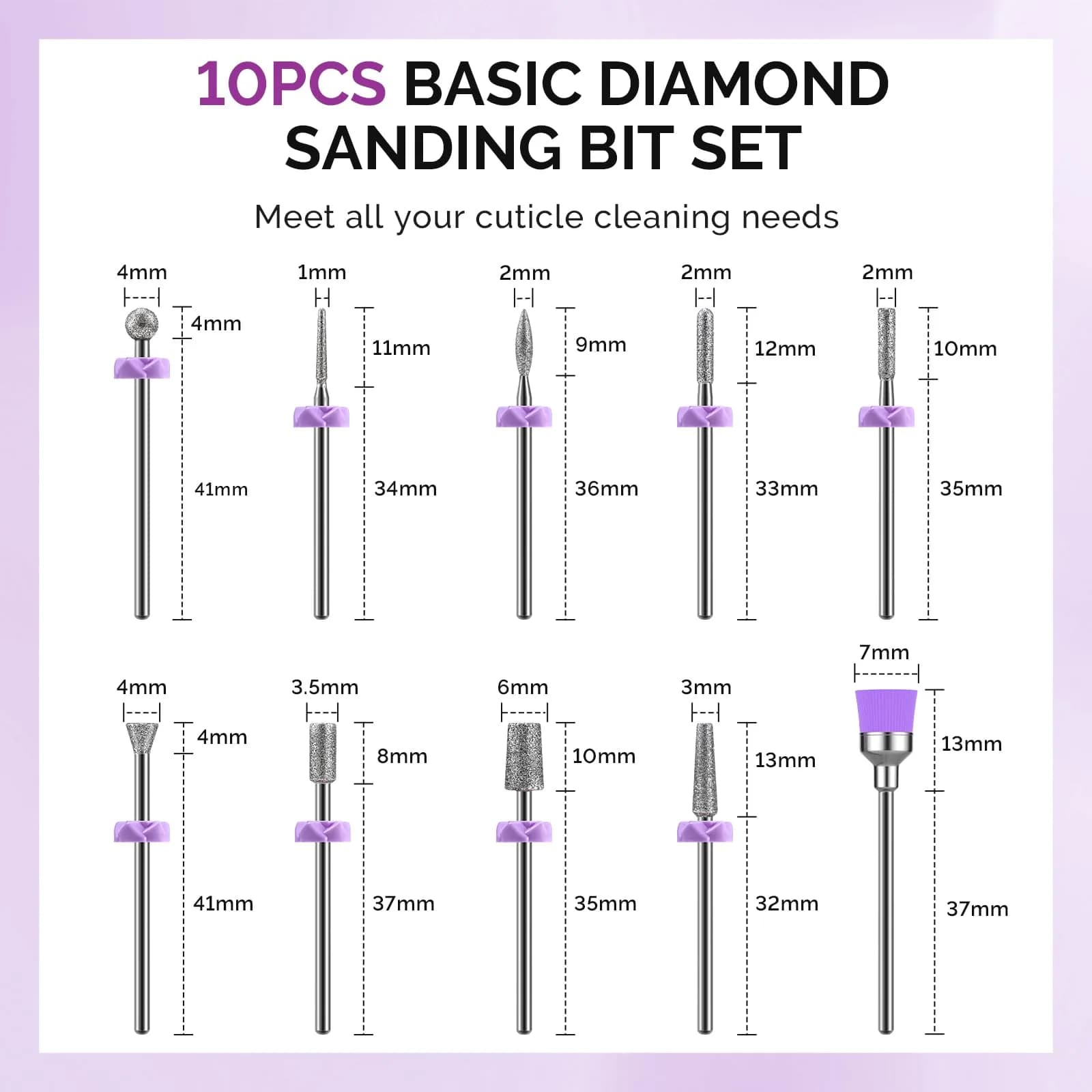 MelodySusie Diamond Nail Drill Bits Set with 40 Sanding Bands & Mandrel Bit | 50-Piece Set - view 9