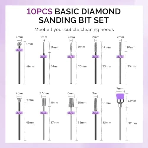 MelodySusie Diamond Nail Drill Bits Set with 40 Sanding Bands & Mandrel Bit | 50-Piece Set thumbnail 9
