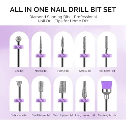 MelodySusie Diamond Nail Drill Bits Set with 40 Sanding Bands & Mandrel Bit | 50-Piece Set thumbnail 2