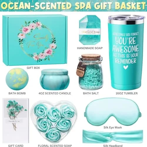 MAYICIVO Relaxing Spa Gift Basket for Women 10-Piece Ocean Scented Self Care Set | Perfect Birthday & Holiday Gift thumbnail 3