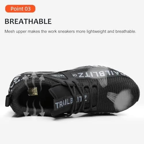 TRAILBLITZ Composite Steel Toe Work Shoes for Men Black | ASTM F2413-18 Certified Safety Sneakers thumbnail 4