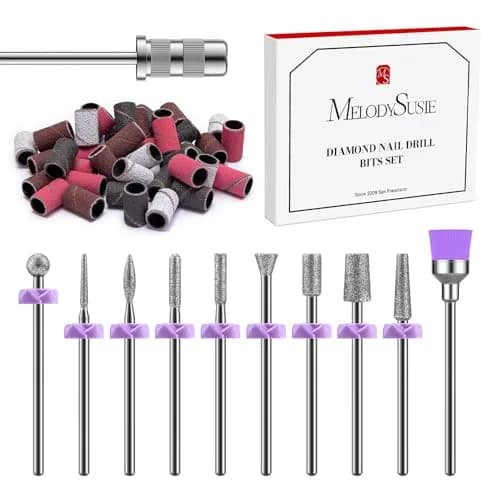 MelodySusie Diamond Nail Drill Bit Set with Sanding Bands & Mandrel Bit | 10Pcs Diamond Bits + 40pcs Sanding Bands (Grits #120/#180/#240) thumbnail 1